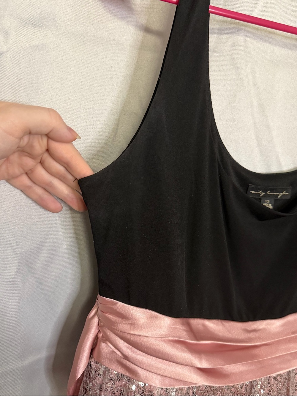 City Triangles Sequin Dress w/ satin sash - Picture 9 of 10